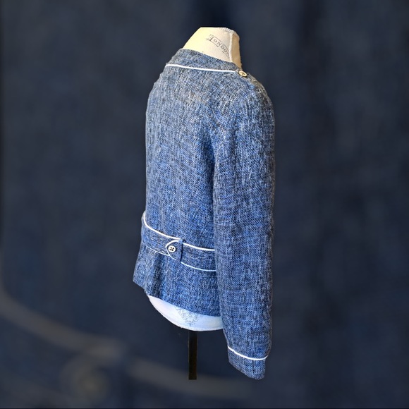 Cache Wool Blend Blue Tweed Four Pocket Jacket 14 - Picture 16 of 16
